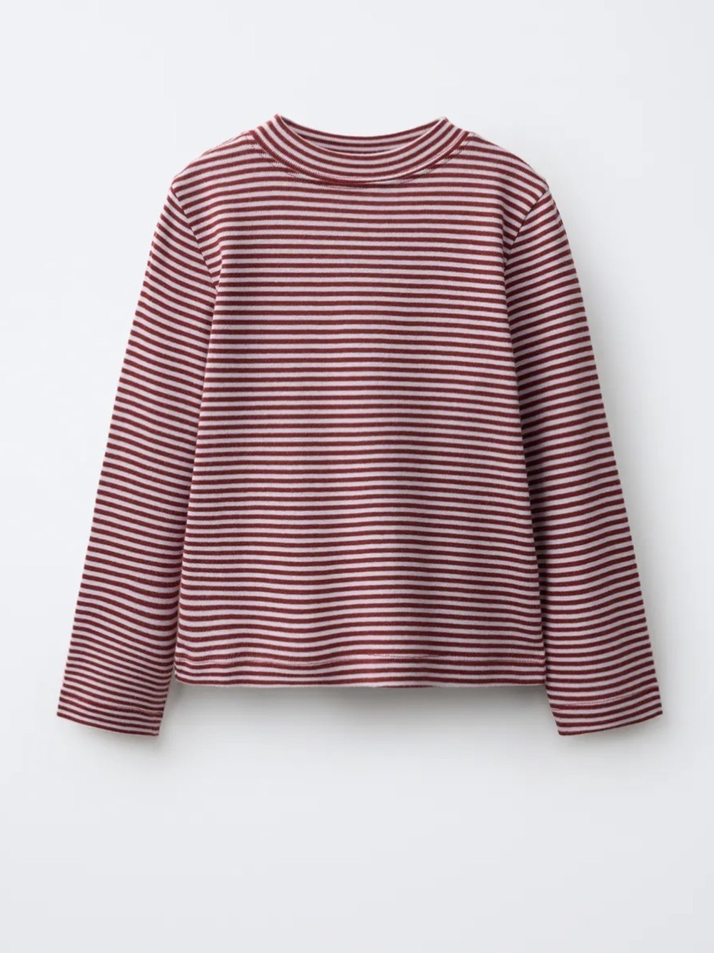 Zara Striped Long-Sleeve Top - Burgundy & White